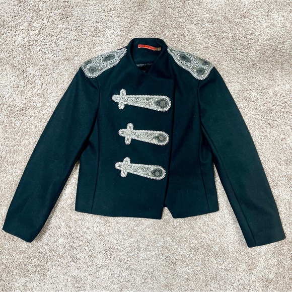 Alice + Olivia Military Embellished Wool Jacket